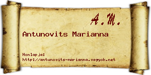 Antunovits Marianna névjegykártya