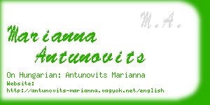 marianna antunovits business card